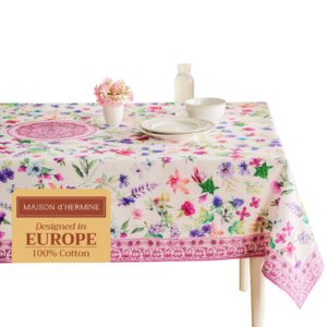 Maison d' Hermine Tischdecke: Rechteckig, 100 % Baumwolle, ideal für Partys und Hochzeiten, Oeko-Tex-Standardsertifikat,