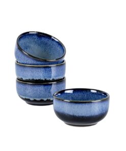 UNICASA Müslischale aus Porzellan, 10cm 4er Set Snackschalen für 4 Personen, Bluе