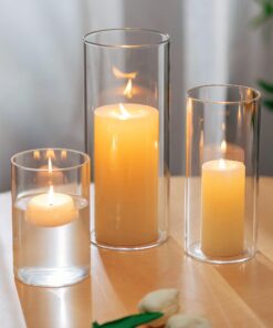 Glasseam Windlicht Glas Kerzengläser Groß 3er Set Verdickte für Outdoor Hochzeit Deko