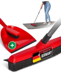 Novaliv Friseurbesen Set mit Teleskopstiel & Kehrgarnitur Drinnen Teppichbesen Gummi Noppenbesen Bodenabzieher Wunderbes