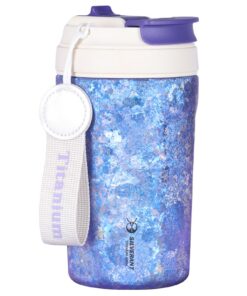 SILVERANT Isolierter Titan-Kaffeebecher mit Strohhalm, doppelt gewandter Becher, wiederverwendbar und auslaufsicher, häl