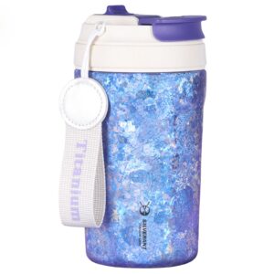 SILVERANT Isolierter Titan-Kaffeebecher mit Strohhalm, doppelt gewandter Becher, wiederverwendbar und auslaufsicher, häl