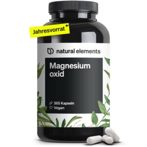 Magnesium 365 Kapseln Jahresvorrat Laborgeprüft Hochdosiert Vegan