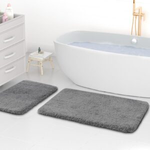 Wyewye super dick Mikrofaser-Badteppich, super saugfähig, für Badezimmer, 50 x 80 cm und 40 x 60 cm, Grau OEKO-TEX STAND