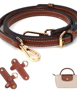 Schultergurt für Longchamp Mini Tasche Ladies, Leder-Cognac, Einstellbar, No-Punch Strap | Damen Schulterriemen für Lon