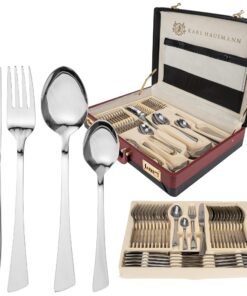 KARL HAUSMANN Besteck Set 12 personen - 72-teilig - Spülmaschinenfest, Rostfrei - Edelstahl, Schwarz, Koffer | KARL HAU