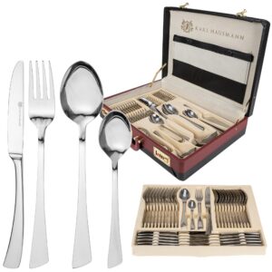 KARL HAUSMANN Besteck Set 12 personen - 72-teilig - Spülmaschinenfest, Rostfrei - Edelstahl, Schwarz, Koffer | KARL HAU