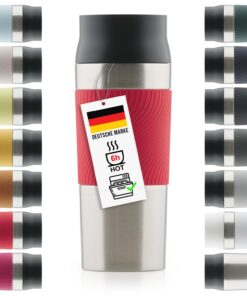 Blumtal Thermobecher - Hochtemperaturisoliert - für Erwachsene - zum Tragen - rot 500 ml - Quick-Press-Verschluss - 360°