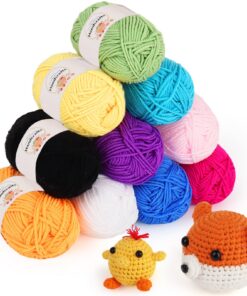 Coopay Bunt Wolle zum Häkeln 250g für Anfänger - 4 Faiding Acryl, Baumwolle für Kinder und Puppen