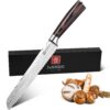 JUANSHI® Brotmesser mit Wellenschliff für Asiatische Kusskanten - 20 cm Klingenlänge, hochwertiger Carbon-Edelstahl, exq