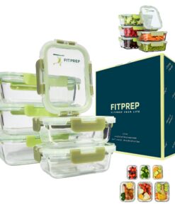 FITPREP Glasbehälter mit Deckel für Meal Prep - 12 Teiliges Set für Küche und Lunchbox
