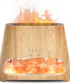 SALKING 2-in-1 Aroma Diffuser & Salt Range Pakistan Flammeneffekt-Leuchte, 150ml Holz, 3-Helligkeit LED