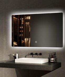 EMKE LED Badspiegel 100x60cm Mit Touchschalter und 3 Lichtfarben Dimmbar für Badezimmer