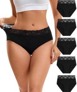 INNERSY Baumwoll Slip Damen Hohe Taille OEKO-TEX STANDARD 100 | INNERSY Pantys Damen Baumwolle Spitze Hohe Taille | INN