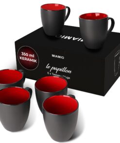 ### MIAMIO 6er Kaffeetassen Set - Modern - Für Coffee Lovers - Le Papillon Kollektion 350 ml