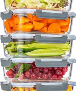 10-Teilige BPA-freie Glas-Frischhaltedosen für Meal Prep & Lunch | Luftdichte 1040 ml Glas-Dosen mit Klickverschluss-De