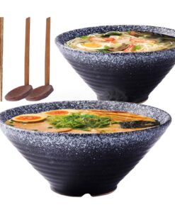 Japanische 9-Zoll-Keramik-Ramen-Nudelschüssel für Instantnudeln, Suppe, Nudel, Pho, Udon und Soba (black) Mehrzweckgesch