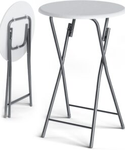 Casaria® Klapptisch Outdoor WeissFürOutdoor-NutzerStabil110cmHochØ60cmPartytischBüffet-Tisch