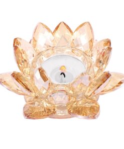 SUMTree Crystal Lotus Kerzenhalter - Champagner Gold für Wohnzimern und Feierlichkeiten mit Edelglas und Lotusentwurf