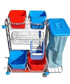Reinigungswagen Wisch-Star Chrom 2x 17 Liter Eimer 2x 12 Liter Eimer Müllsackhalterung Presse