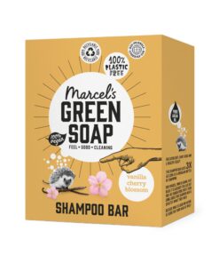 Marcel's Green Soap - Vanille & Kirschblüte Shampoo Bar - Täglicher Gebrauch Plastik- & Sulfatfrei - Erspart 3 Flaschen