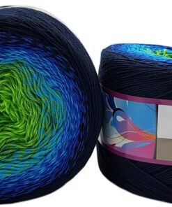 YarnArt Flowers Bobbel Wolle Farbverlauf 500 Gramm, 55% Baumwolle, blau/türkis/grün, ideal für Strickprojekte