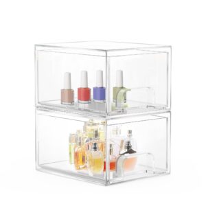 Rsarouud MoY Schubladen Organizer für Schreibtisch + Kosmetik + Schlafzimmer - 2 Stück Stackable Acryl Badezimmer Organi