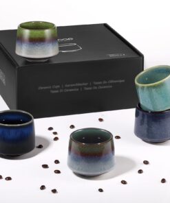 Ecoe Cappuccino Tassen Set - Dickwandig aus Porzellan - 5er Set 210 ml - Handgefertigt - Geschenke für Männer und beste