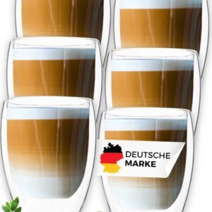 LAPRESO® Doppelwandige Latte Macchiato Gläser - Modernes Design für Cappuccino Tassen und Teegläser | LAPRESO® Doppelwa
