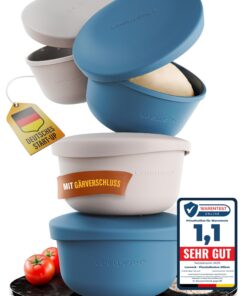 Pizzaballenbox mit Deckel – atmungsaktive Teigbox für perfekten Pizzateig - Platzsparende Silicone Pizza Ballenbox mit D