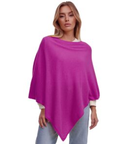 Glamexx24 Damen XXL Strick Poncho Made in Italy Feinstrick Komfort Frühling Herbst