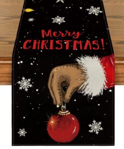 Weihnachts-Tischläufer Artoid Mode Merry Grinchmas Schwarz Küche Dekoration Winter
