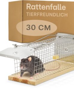 Praknu Lebendfalle - Tierfreundlich & Wiederverwendbar - Für Ratten & Wühlmäuse - Sofort Einsatzbereit - 30 cm Groß
