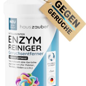 hauszauber® - Starkegeruchsentferner Enzymreiniger [1000 ml] - Gegen Katzenurin, Hundeurin etc. - Üble Gerüche aus Sofa