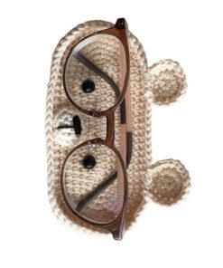 Handgemachter gehäkelter Brillenhalter mit süßem Tiermotiv für Brillenschutz-Aufbewahrungstablett zu Hause, süßes Gesche