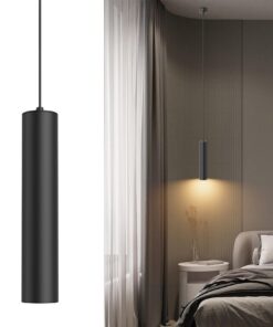 Klighten Pendelleuchte GU10 Zylinder Schwarz 30cm Höhenverstellbar Warmweiß 3000K LED 5W 472LM Küche Nachttisch Esstisch