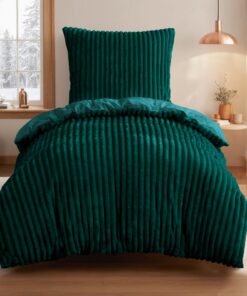 Aisbo Winter Warm Bettwäsche Grün - Flauschige Flanell, Plüsch Teddy Fleece Cashmere Touch, 155x220 2 Teilig, Bettbezüge