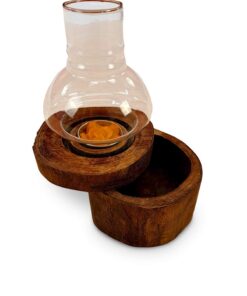 17 cm Holz Windlicht Baumstumpf Dekoration für Garten und Terrasse | Holz Windlicht in Dose - 17 cm - ideale Deko für G