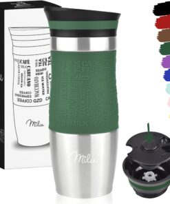 Milu Thermobecher Kaffee to go 370ml - Trinkbecher aus Edelstahl, 100% Auslaufsicher - Autobecher doppelwand Isolierung
