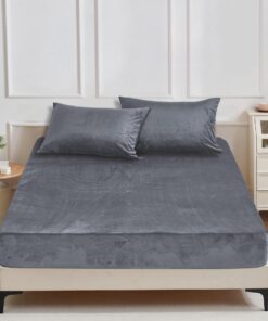 Winter Plüsch Spannbettlaken 200x200cm - Warm und Kuschelig - Grau Anthrazit - Ideal für 30cm Matratze - OEKO-TEX STANDA