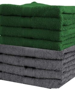 NatureMark 100% Baumwolle Frottier-Handtücher – 8er-Pack, 50 x 100 cm (Dunkelgrün/Anthrazit)