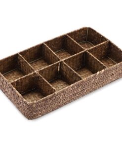 SUMTree Teebeutel Organizer Box mit 8 Fächern für Büro und Esszimmer Kaffeefarben Seegrasgebundener Aufbewahrungsbox 34,