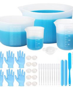 DONQL Silikon Messbecher Set 35stk klar 2 Skalen 1000/600/250/100ml zum Gießen DIY & Basteln