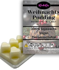 WonderWax Duftwachs Wax Melts für Duftlampe - 6 Herzen Duftwachswürfel mit Weihnachtspudding Duft für Raumlösung Indoor