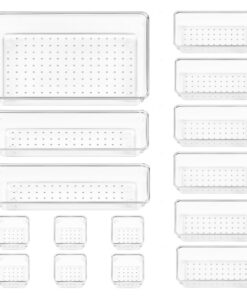 Vtopmart Schubladen Organizer 15 Stücke 4 Größen Klarer Kunststoff für Küche Bad Büro