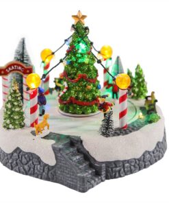 Spetebo LED Weihnachtsdorf - Eisbahn mit Musik und Bewegung - Familiäre Weihnachtsdekoration