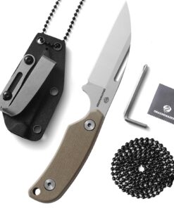 Schafsfuß Neck Knife D2 Stahl Feststehendes Messer für Outdoor-Aktivitäten mit 5.82" Full Tang Silber Klinge und G10 Gr