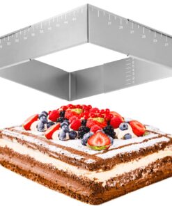 Rechteckige Backform Edelstahl Wiederverwendbar für Kuchenbacken und Schichttorten (B x L: 18-32cm x 25-48cm) Rechteck