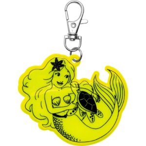 GRUSS & CO Sheepworld Anhänger Neon Reflektor für Kinder - Supercoole Meerjungfrau-Schulweg-Begleiter, Länge 9cm, mit Ka