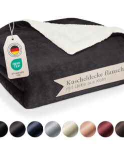 Blumtal Premium Sherpa Kuscheldecke flauschig - Oeko-Tex zertifiziert - warm und flauschig - Anthrazit 150x200 cm - Plüs